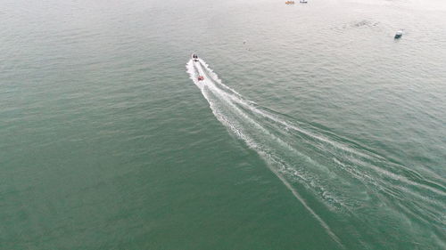 High angle view of boat in sea