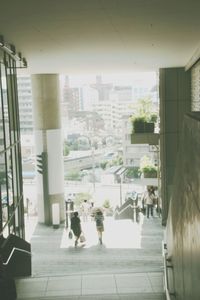 Woman walking in city