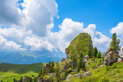 Rock formation in the dolomites mountains