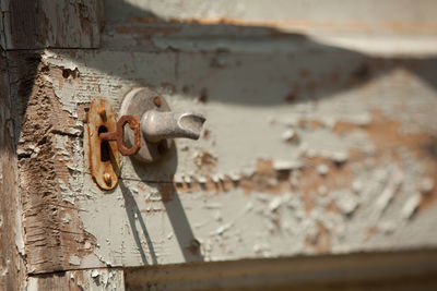 Close-up of rusty metal door