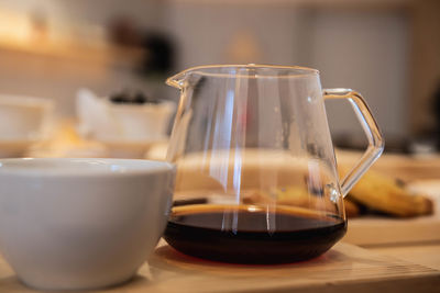 Close-up of tea cup on table