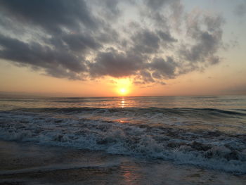 Scenic view of sea against sky during sunset