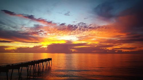 Scenic view of sea against sky at sunset