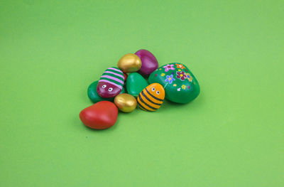 Close-up of multi colored water on table