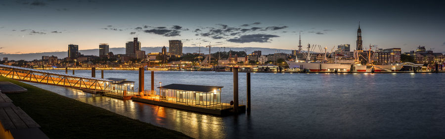 Panorama at night from the skyline of hamburg