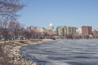 View of city against clear sky