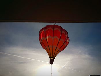 Low angle view of hot air balloon against sky