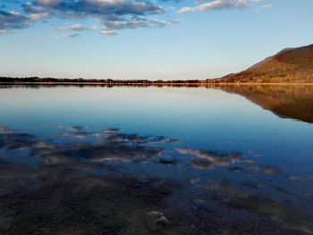 Scenic view of lake against sky