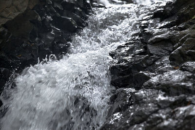 Water flowing through rocks