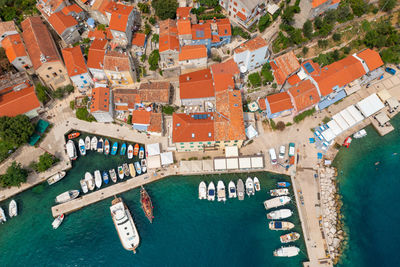 Aerial view of valun town on cres island, croatia