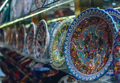 High angle view of colorful lanterns