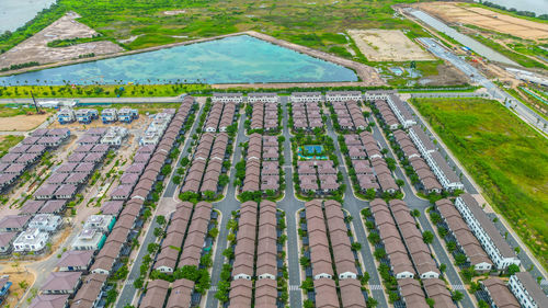 High angle view of cityscape