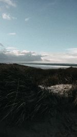 Scenic view of land against sky