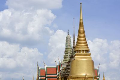 Low angle view of pagoda against sky