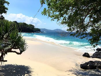 Scenic view of beach against sky