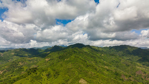 Top view of mountain slopes covered with rainforest and jungle. philippines. 