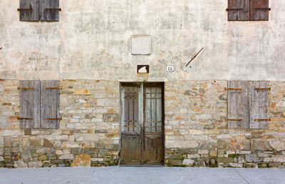 Closed door of building