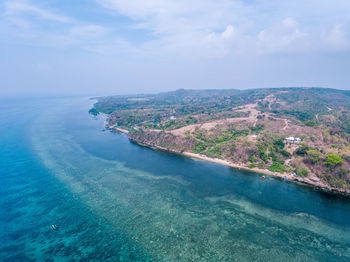 Aerial view of sea against sky