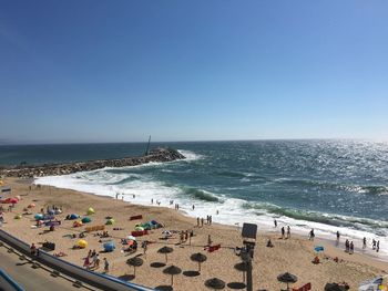 High angle view of people on beach