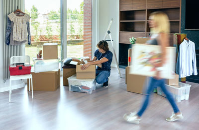 Woman working in room