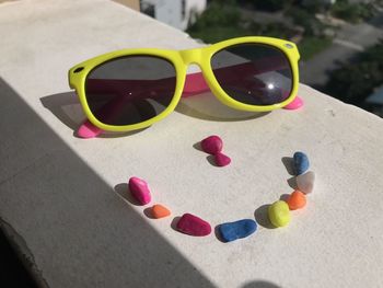 High angle view of sunglasses on table