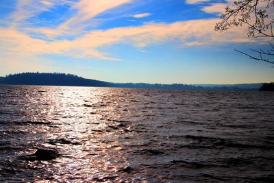 Scenic view of sea against sky at sunset