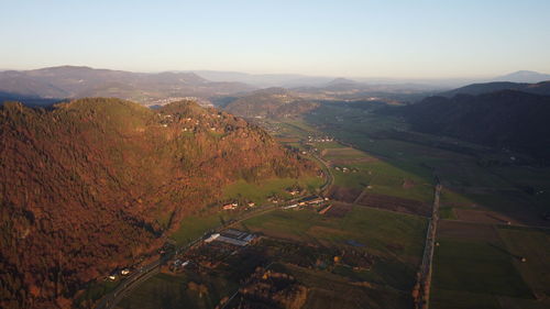High angle view of townscape against sky