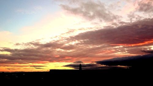 Scenic view of silhouette landscape against sky during sunset