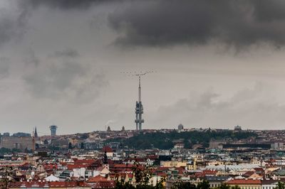 Aerial view of townscape against sky