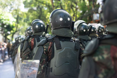 Army police soldiers parade during a tribute to brazilian independence day 