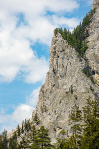 Low angle view of rock formation against sky