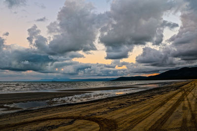 Scenic view of beach against sky