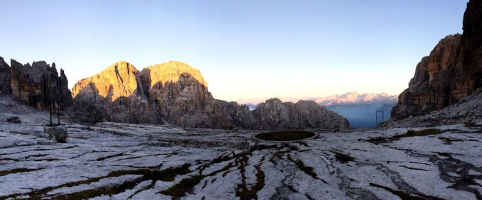 Scenic view of mountains during winter