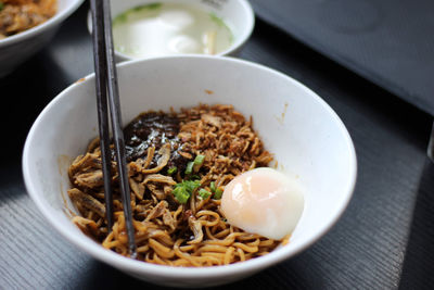 Close-up of meal served in bowl