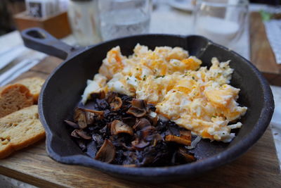 Close-up of food in plate on table