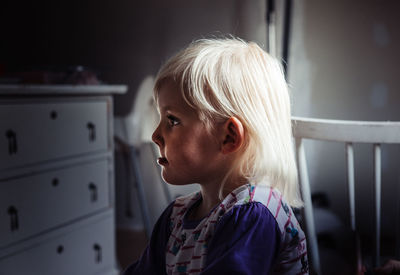 Close-up of girl at home