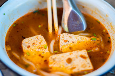 Close-up of soup in bowl