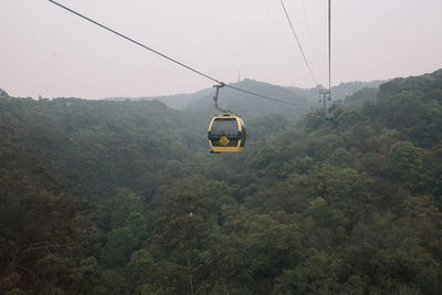 Overhead cable car on landscape