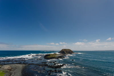 Scenic view of sea and blue sky