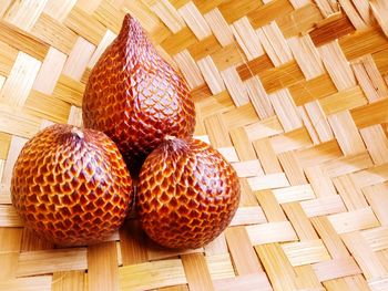 High angle view of fruits in basket