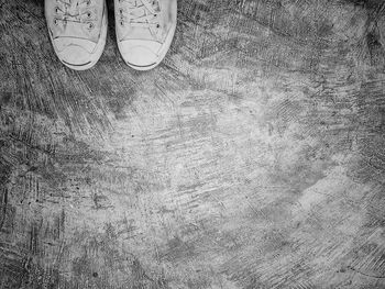 High angle view of shoes on floor