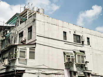 Low angle view of old building against sky