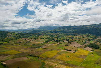 High angle view of landscape against sky
