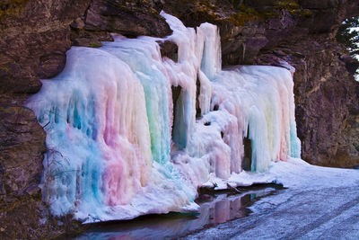 Frozen waterfall during winter