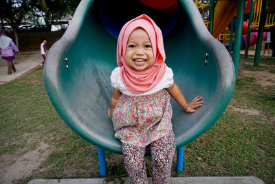 Portrait of smiling girl in park