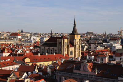 High angle view of townscape against sky