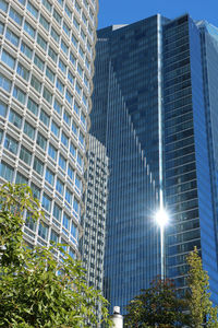Low angle view of modern buildings against sky