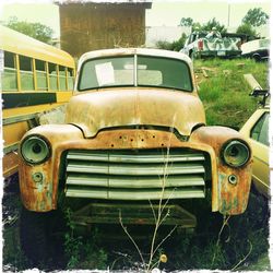 Close-up of old train