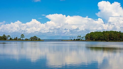 Scenic view of lake against sky