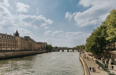 Bridge over river against sky